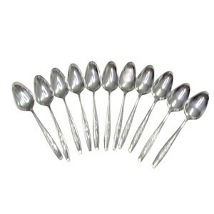 HADDON HALL Stainless 10 Rose Floral Place Spoons, Oval Spoons, Table Spoons